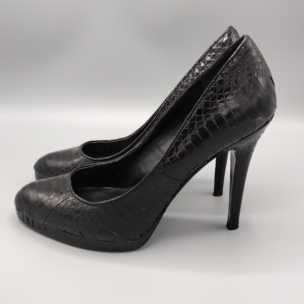 Lauren Ralph Lauren Womens 7B Kailee Stiletto Heels Black Snakeskin Platform